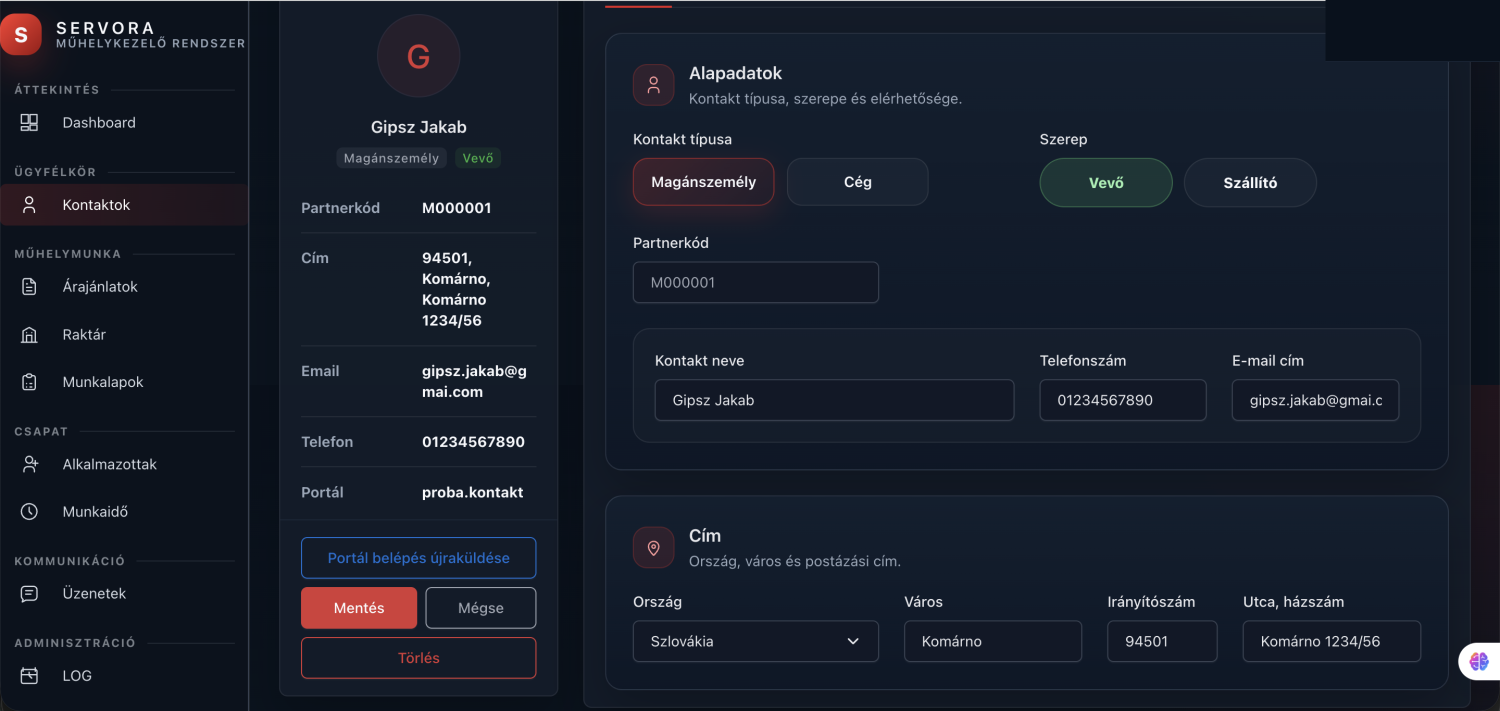 Úprava kontaktu, adresy a údajov zákazníckeho portálu